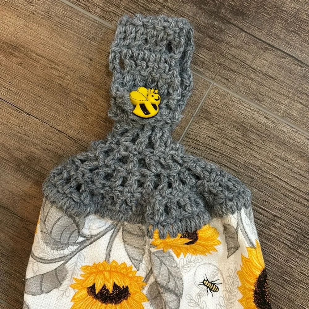 Homemade Crochet Decorative Towel Sunflower and‎ Honeybees